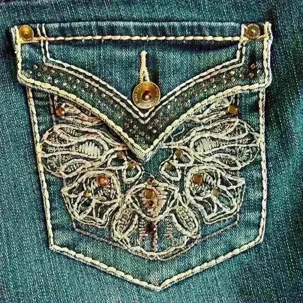 Nine West Jeans Date Night Fit Missy 8/29, EUC, Thick Stitch, Embroidered Pocket - Picture 6 of 14
